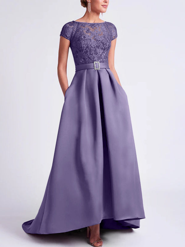 A-Line/Princess Scoop Sleeveless Asymmetrical Mother of the Bride & Groom Dresses with Flowers