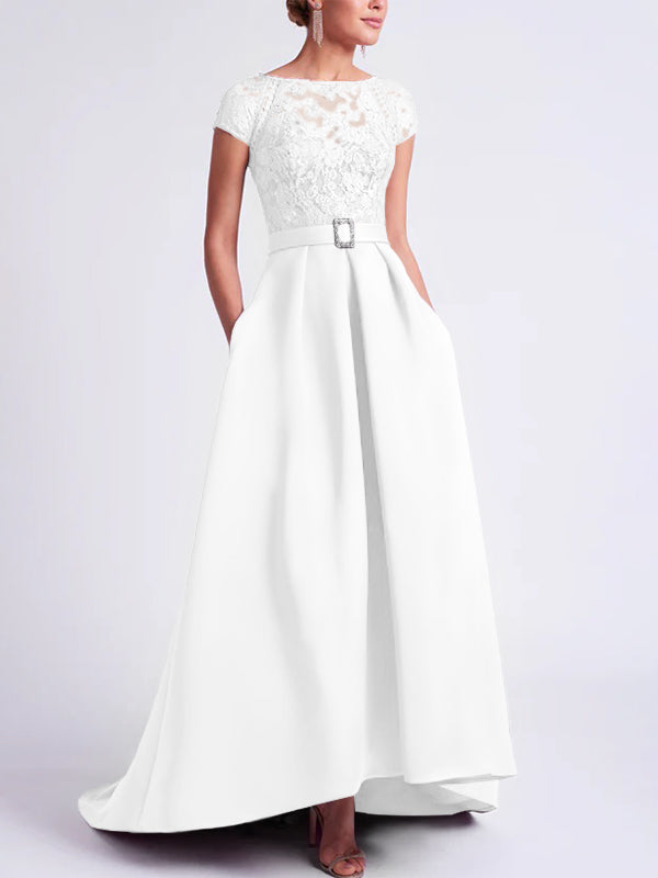 A-Line/Princess Scoop Asymmetrical Mother of the Bride Dresses