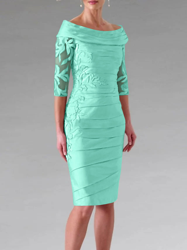 Sheath/Column Scoop Half Sleeves 2 Pieces Mother of the Bride Dresses with Applique & Jacket