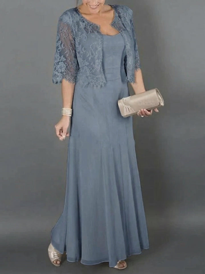 A-Line/Princess Scoop Sleeveless Mother of the Bride Dresses with Lace Pleats