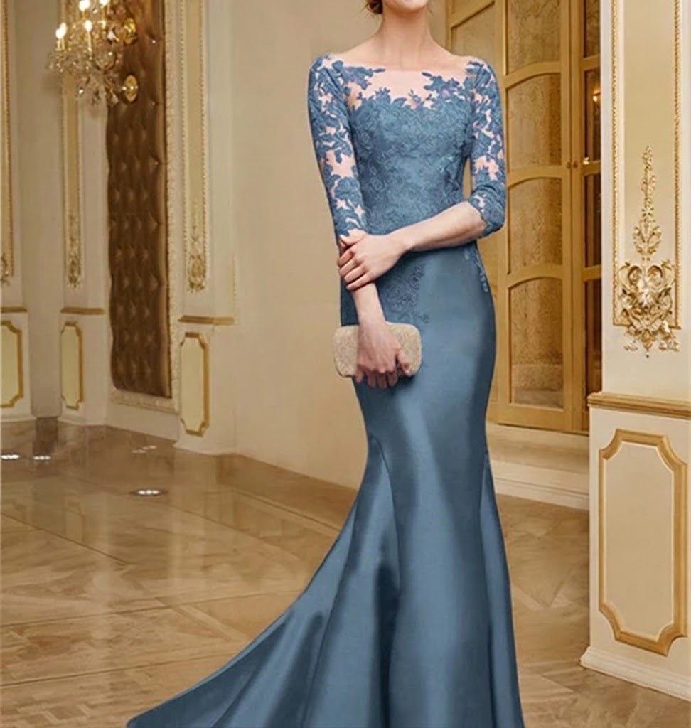 Trumpet/Mermaid Scoop Long Sleeves Mother of the Bride Dresses With Lace