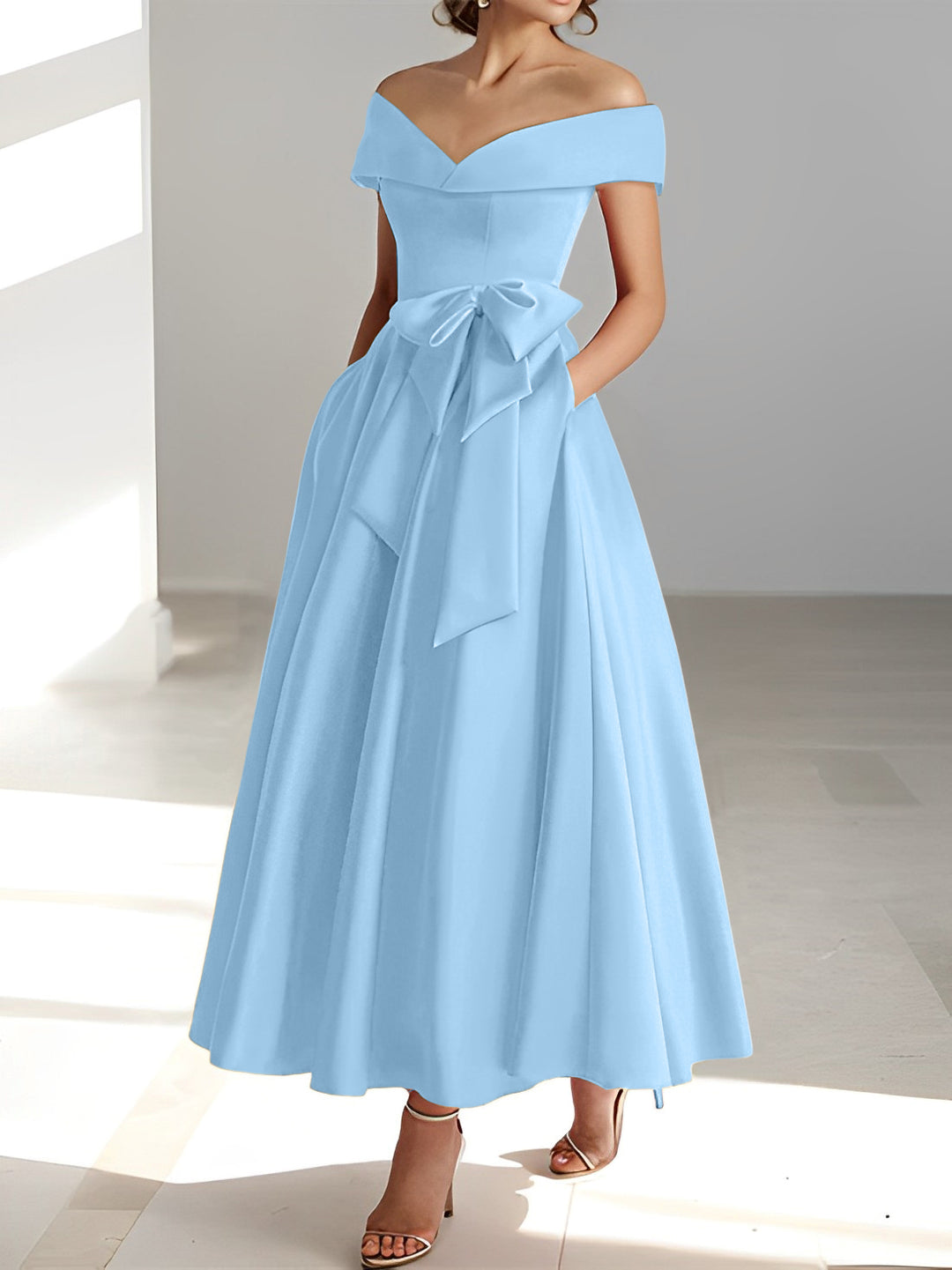 A-Line/Princess Off-the-Shoulder Sleeveless Ankle-Length Mother of the - Mondressy A-Line/Princess Off-the-Shoulder Sleeveless Ankle-Length Mother of the - Mondressy