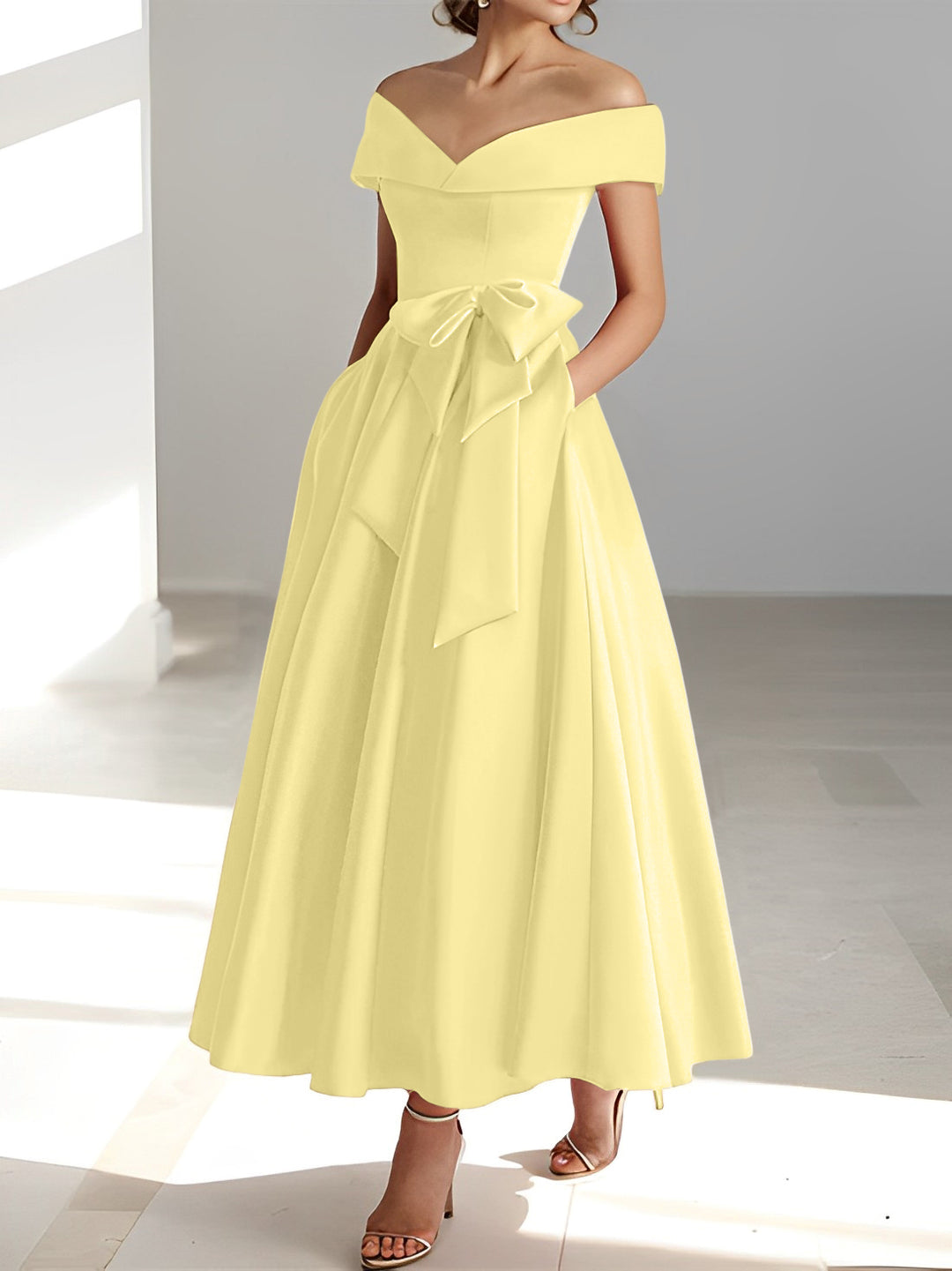 A-Line/Princess Off-the-Shoulder Mother of the Bride Dresses with Pockets