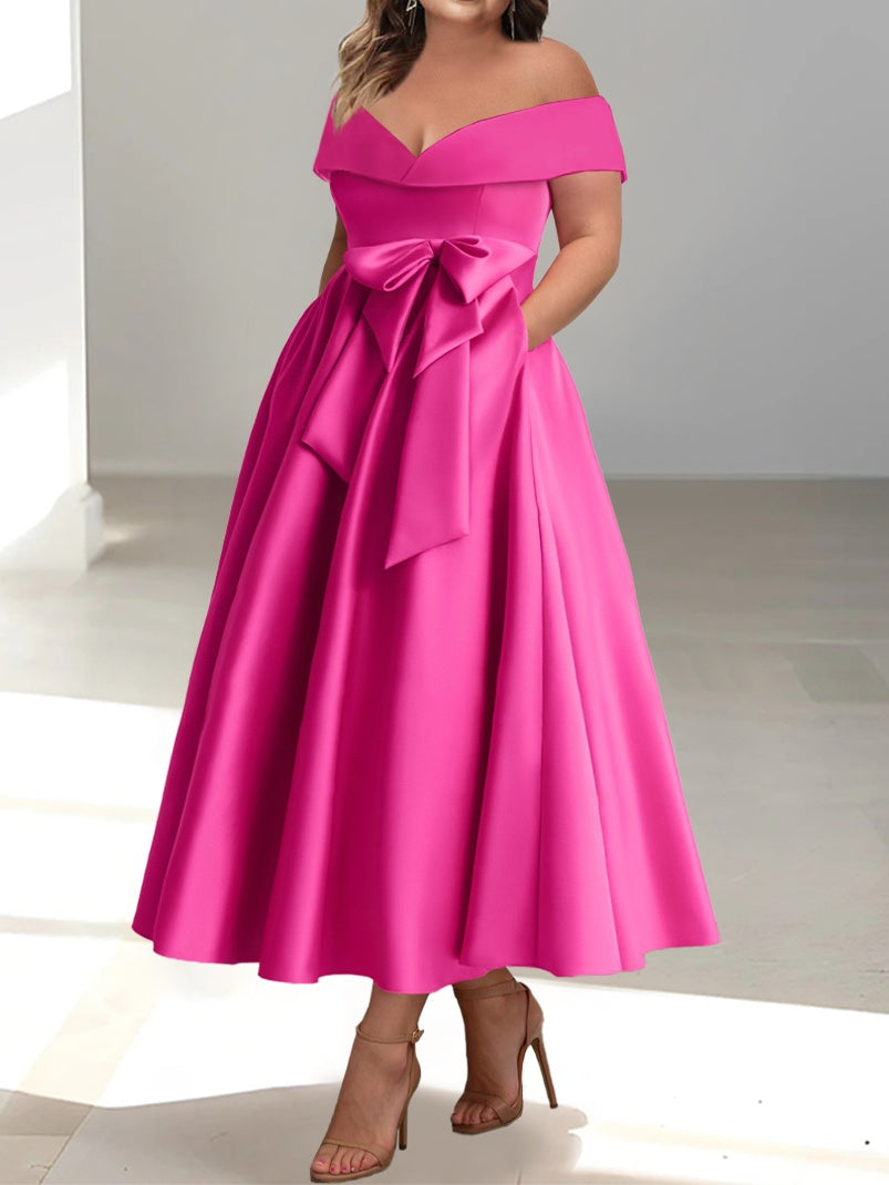 A-Line/Princess Off-the-Shoulder Sleeveless Floor-Length Baby Shower Dresses with Pleats