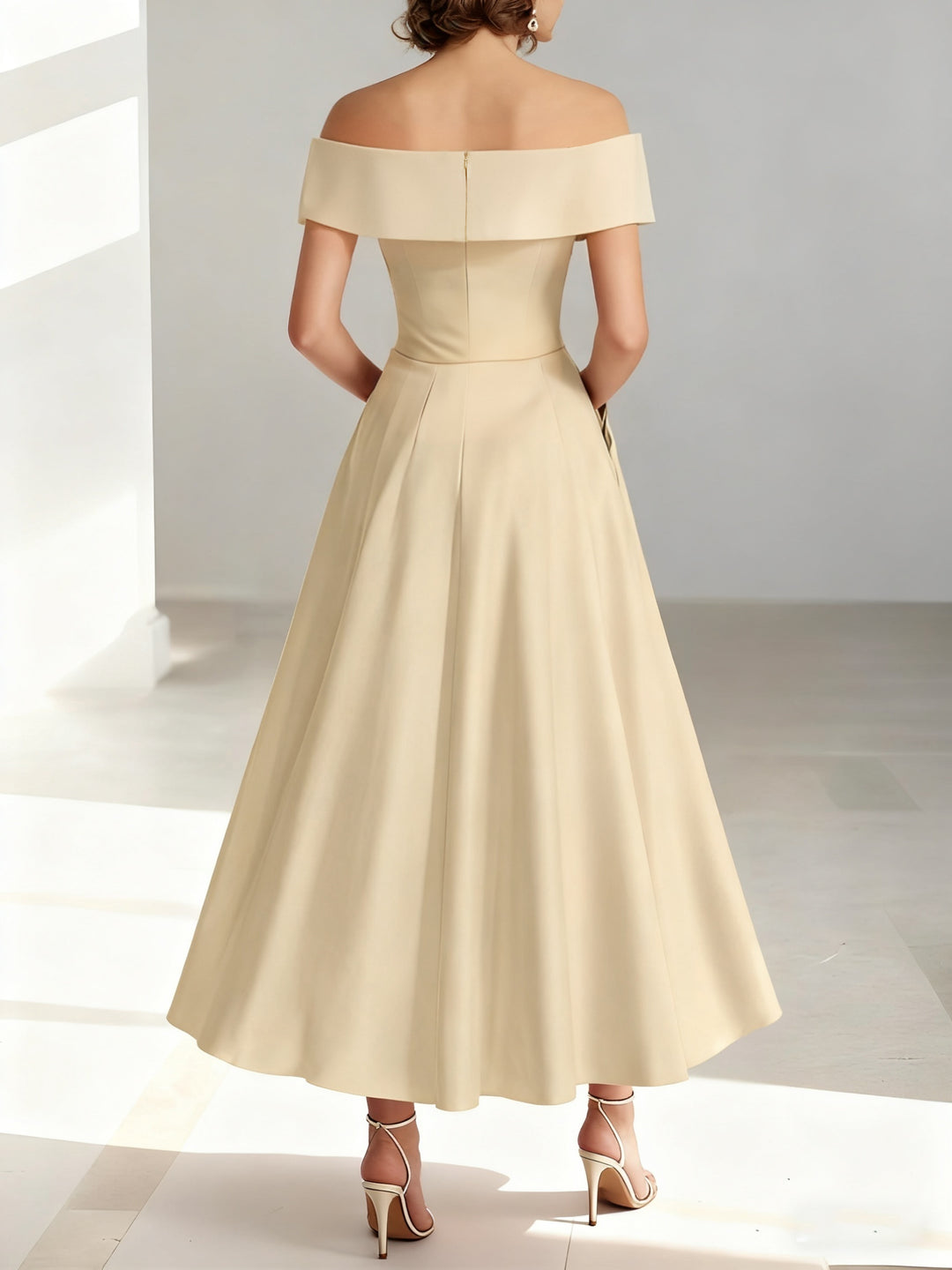 A-Line/Princess Off-the-Shoulder Sleeveless Ankle-Length Mother of the Bride Dresses with Pockets