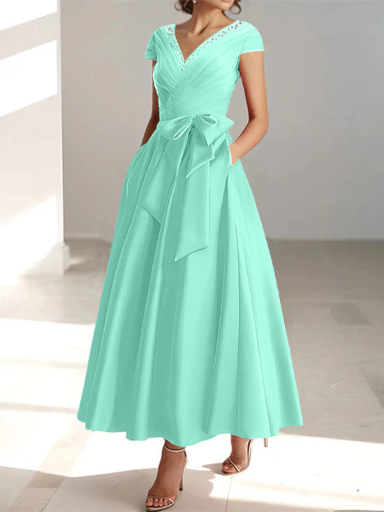 A-Line/Princess V-Neck Short Sleeves Ankle-Length Mother of