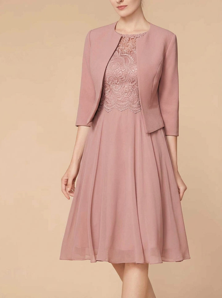 A-Line/Princess 3/4 Length Sleeve  Knee Length Mother of the Bride Dresses with Wraps