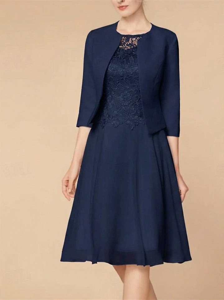 A-Line/Princess 3/4 Length Sleeve  Knee Length Mother of the Bride Dresses with Wraps