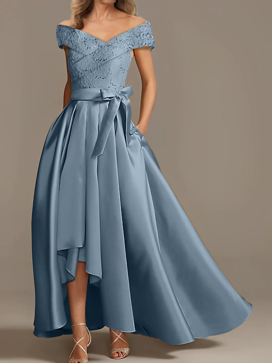 A-Line/Princess Off-the-Shoulder Asymmetrical Mother of the Bride Dresses with Ruffles