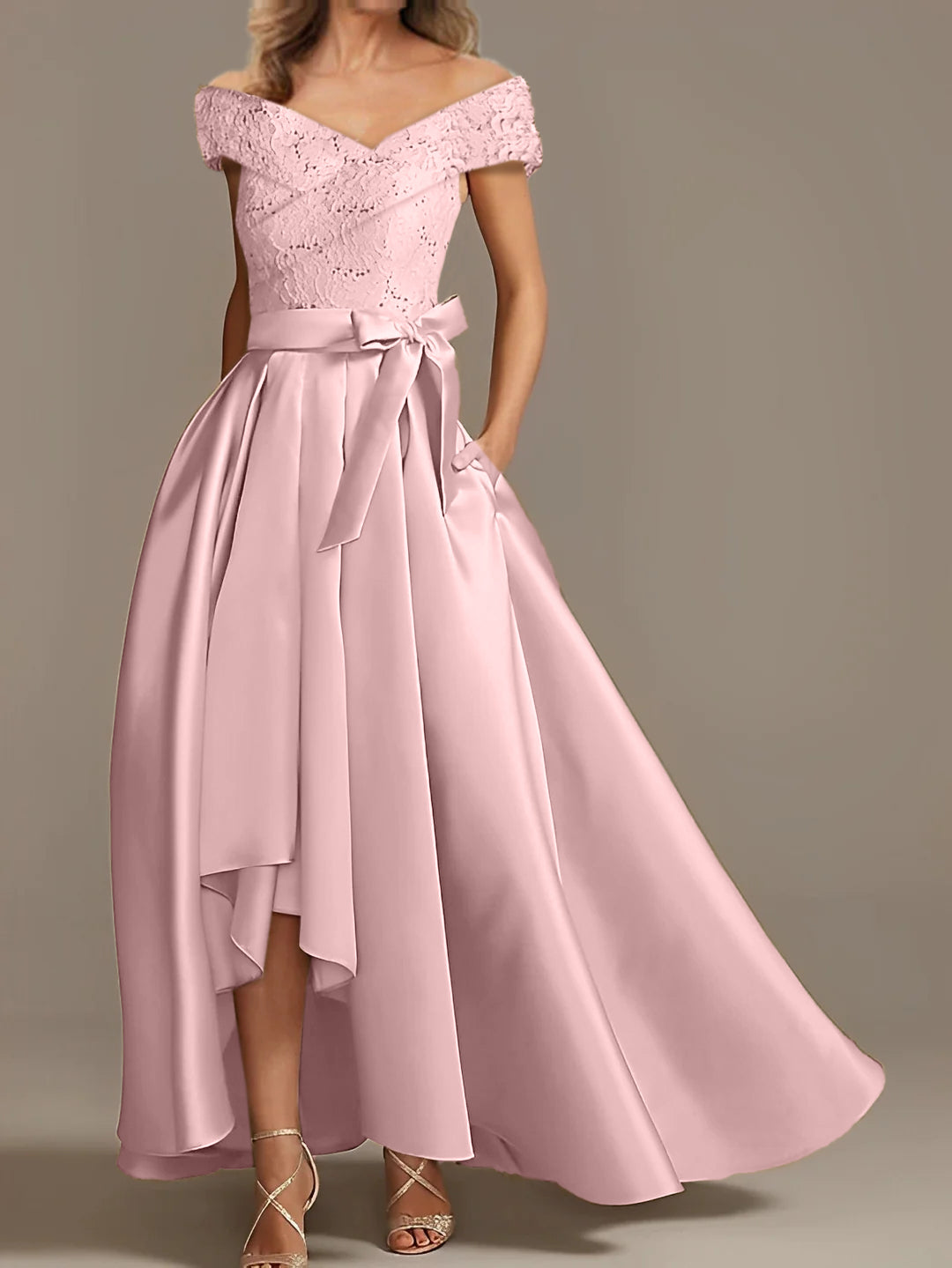 A-Line/Princess Off-the-Shoulder Asymmetrical Mother of the Bride Dresses with Ruffles