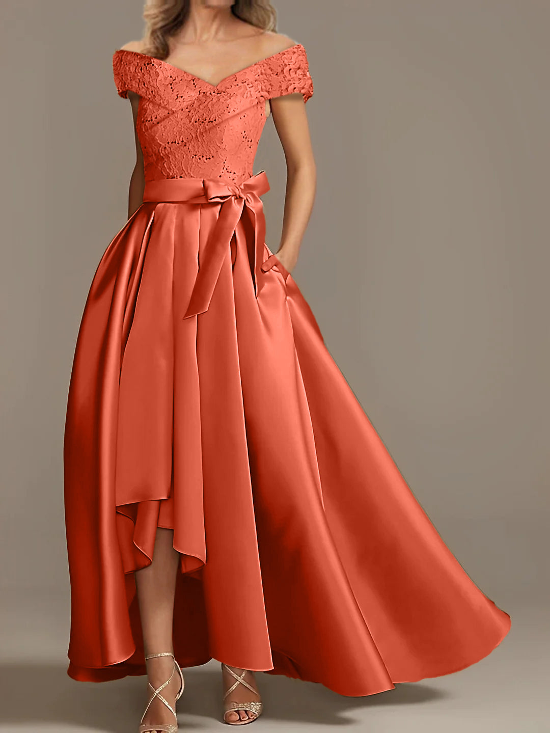 A-Line/Princess Off-the-Shoulder Asymmetrical Mother of the Bride Dresses with Ruffles