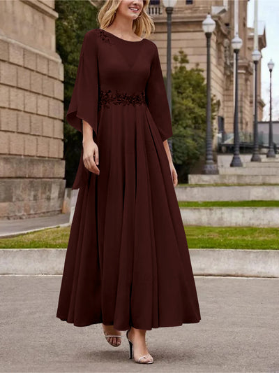 A-Line/Princess Plunge V-Neck Short Sleeves Floor-Length Pleated Mother of the Bride Dresses with Ruffles & Appliques main image 1