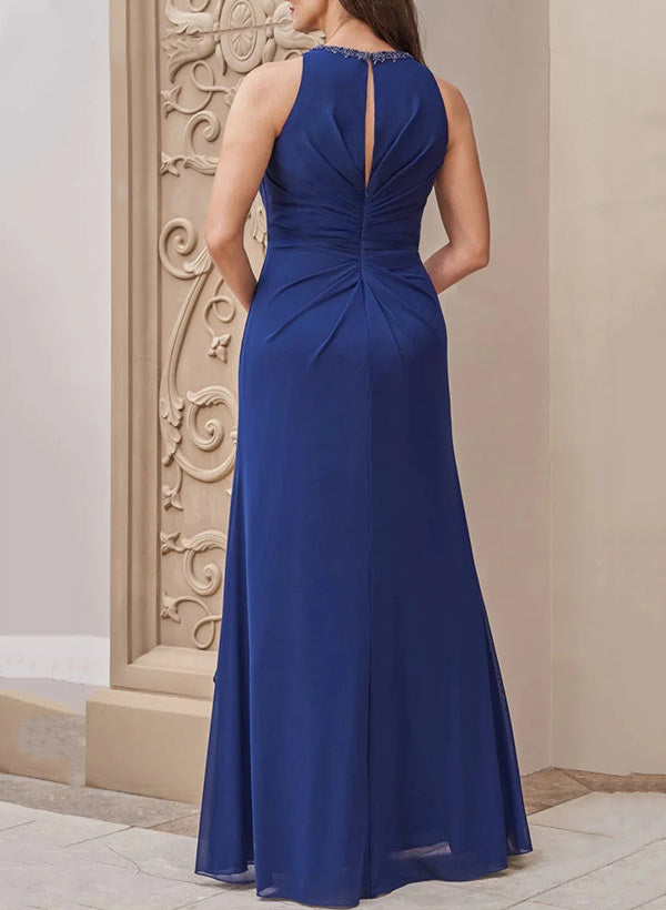 A-Line/Princess Scoop Neck Sleeveless  Floor-Length Mother of the Bride Dresses with Sash