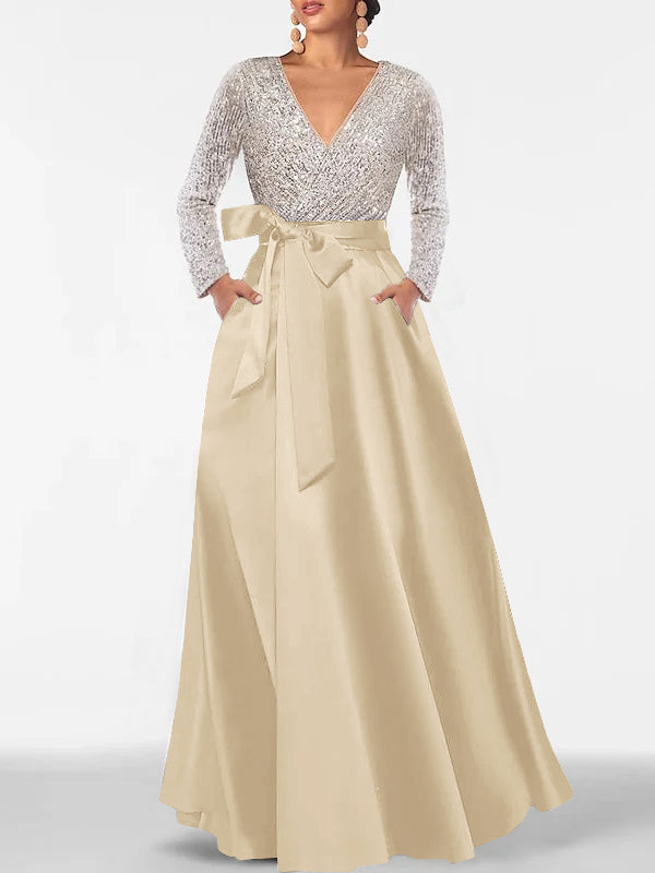 A-Line/Princess V-Neck Floor-Length Mother of the Bride Dresses