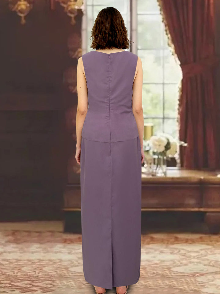 Sheath/Column Scoop Neck Long Sleeves Floor-Length Mother of the Bride Dresses with Jacket