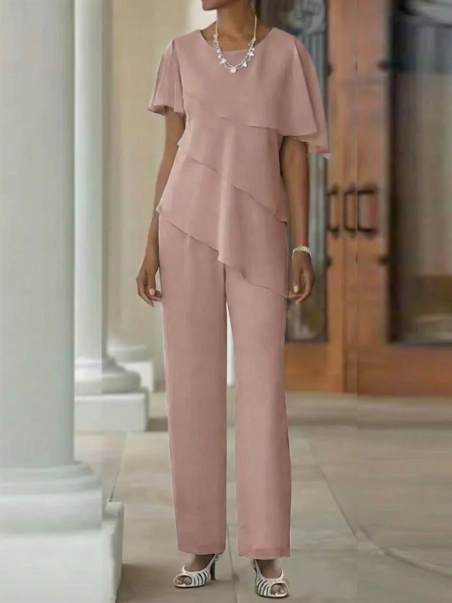 Jumpsuit / Pantsuit 2 Piece Jewel Neck Floor-Length Mother Of The Bride Dresses