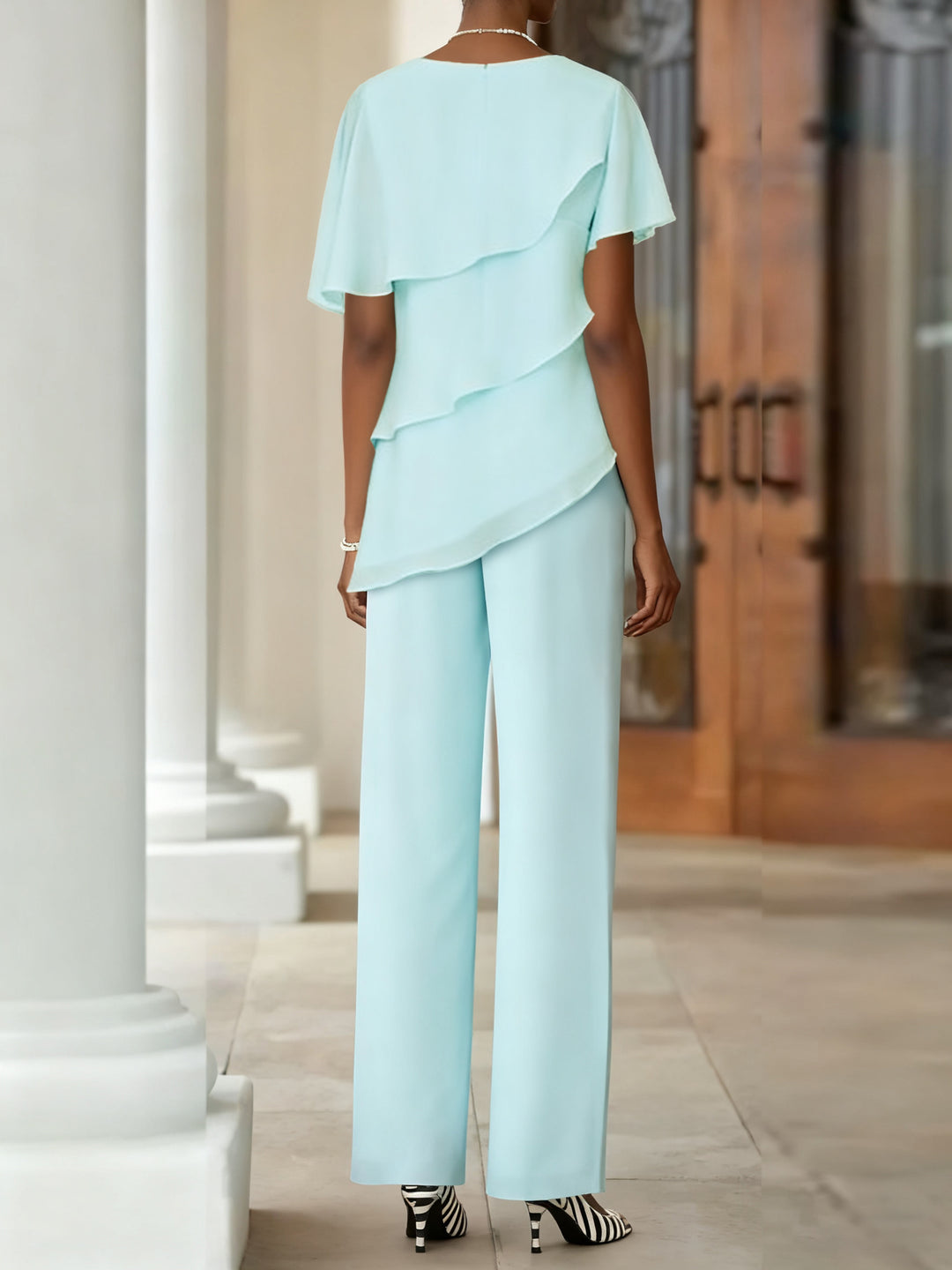 Jumpsuit / Pantsuit 2 Piece Jewel Neck Floor-Length Mother Of The Bride Dresses