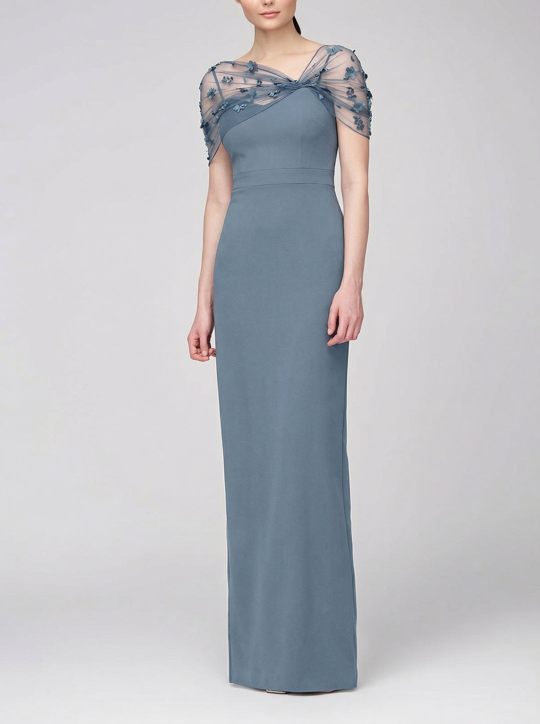 Sheath/Column Spaghetti Straps Sleeveless Floor-Length Mother of the Bride Dress with Watteau Train