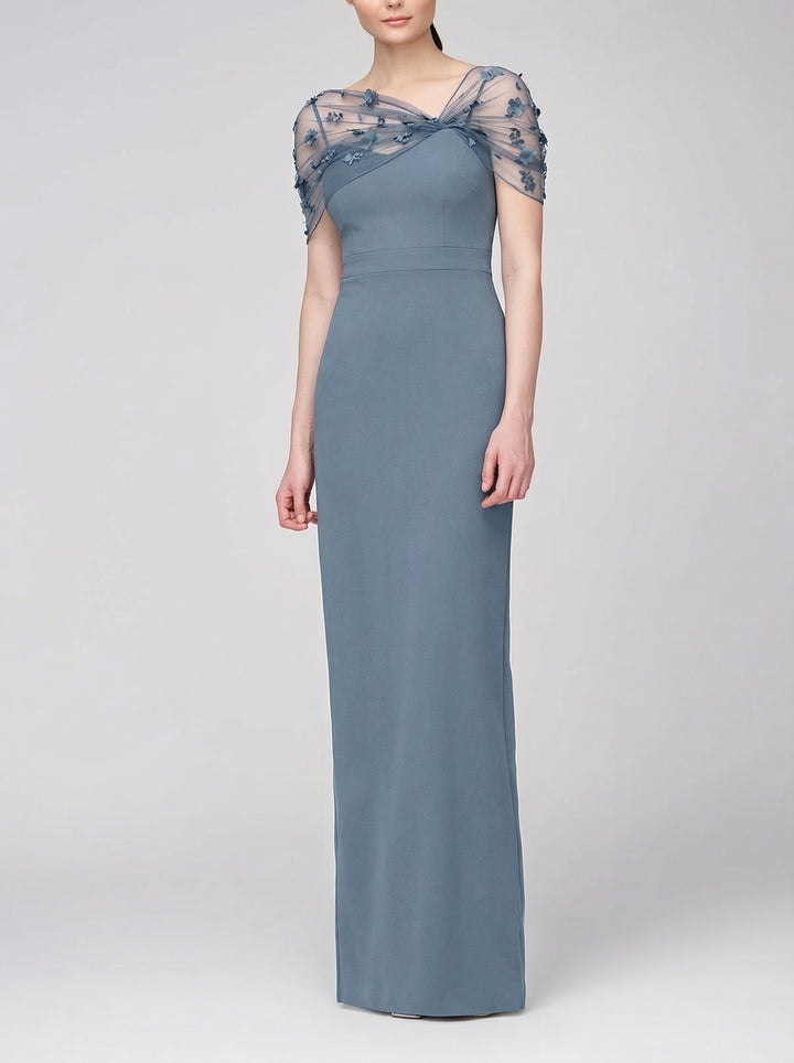 Sheath/Column Spaghetti Straps Sleeveless Floor-Length Mother of the Bride Dress with Watteau Train