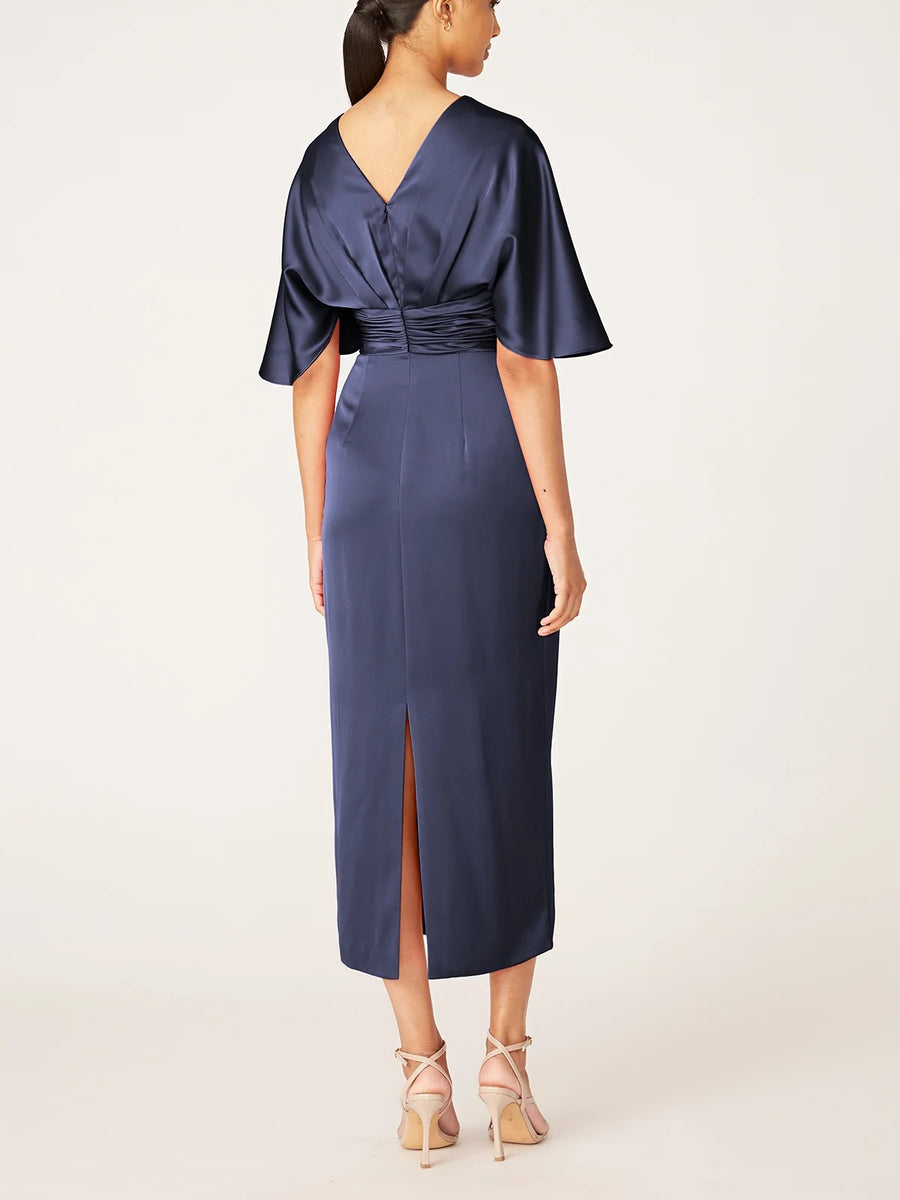 Modern V-Neck Half Sleeves Lace Unique Short Mother of The Bride Dresses Tea Length main image 0
