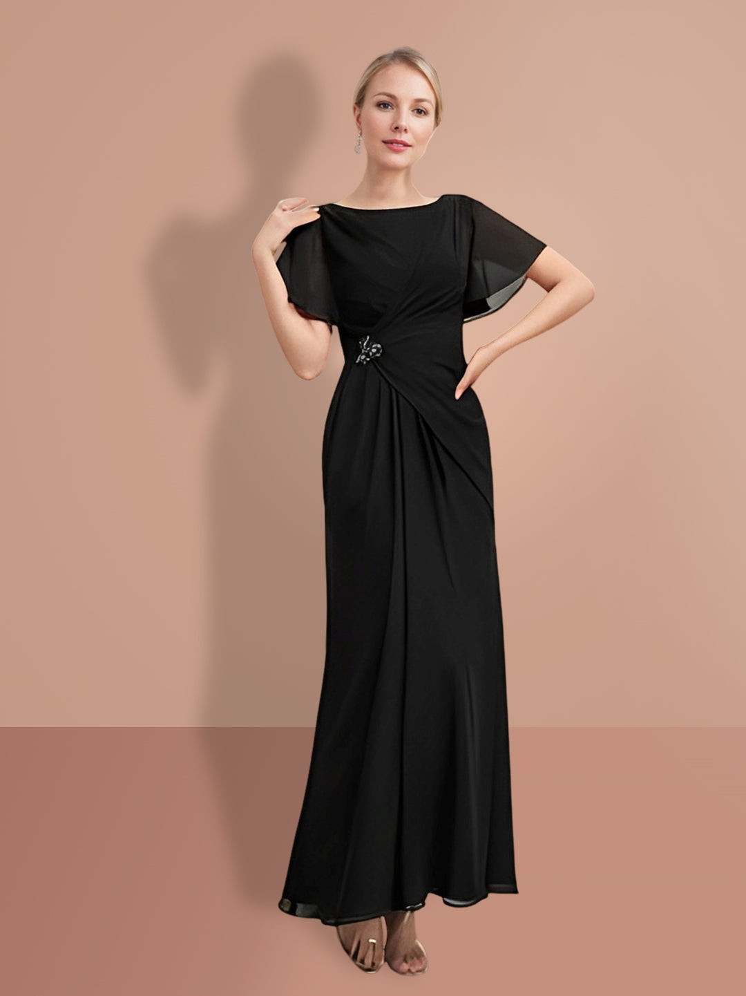 Sheath/Column Ankle-Length Short Sleeves Mother of the Bride Dresses