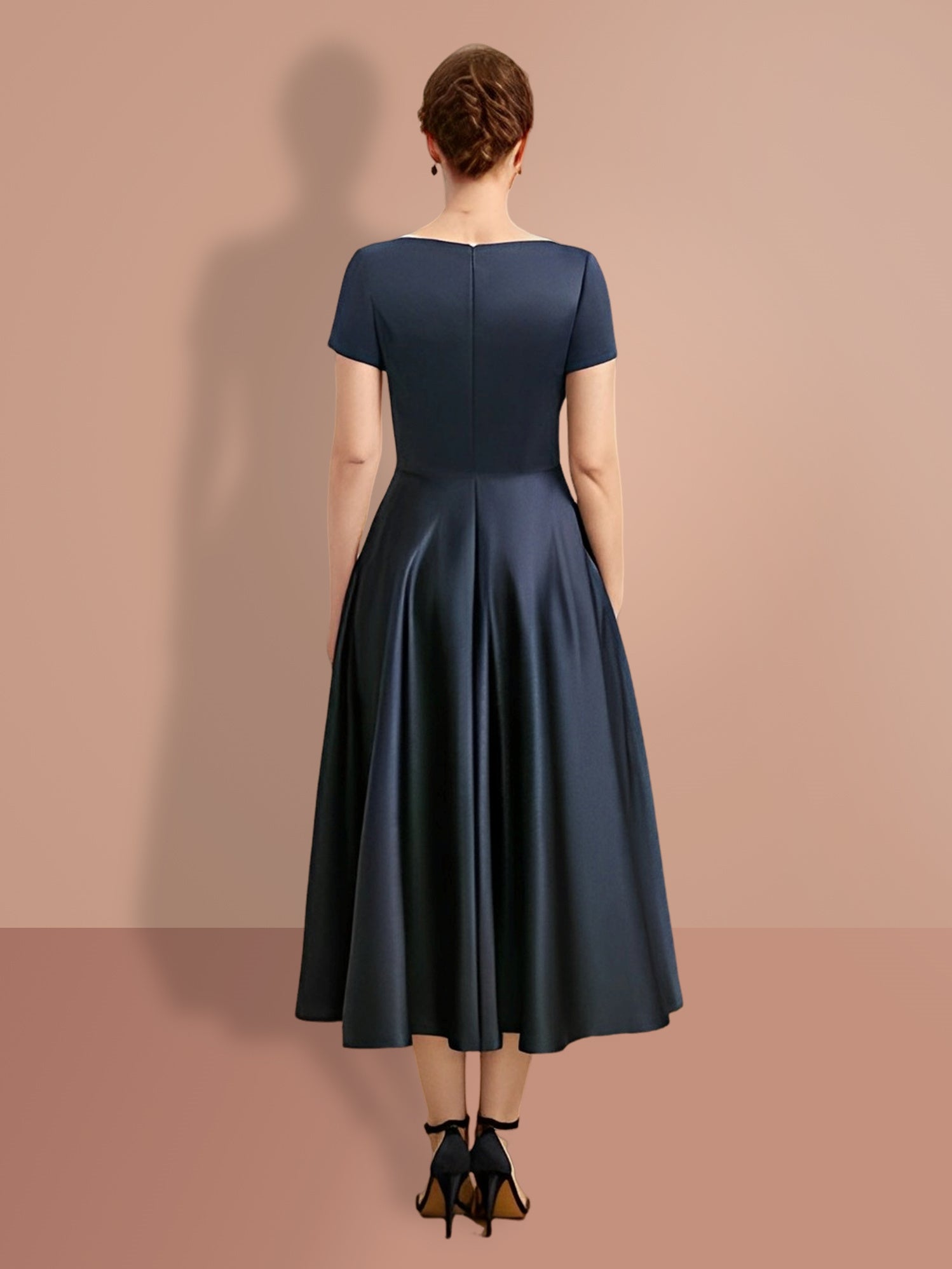 A-Line/Princess Short Sleeves Asymmetrical Mother of the Bride Dresses with Pleats main image 0