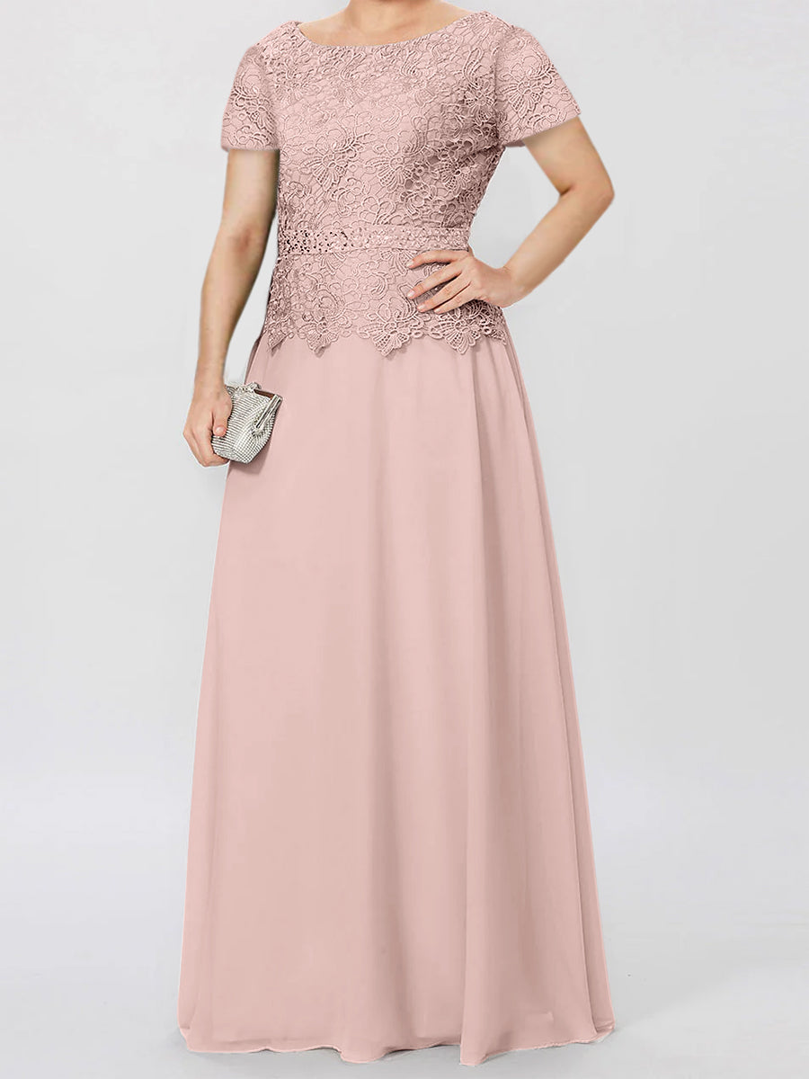 A-Line/Princess Short Sleeves Mother of the Bride Dresses with Applique & Sequins