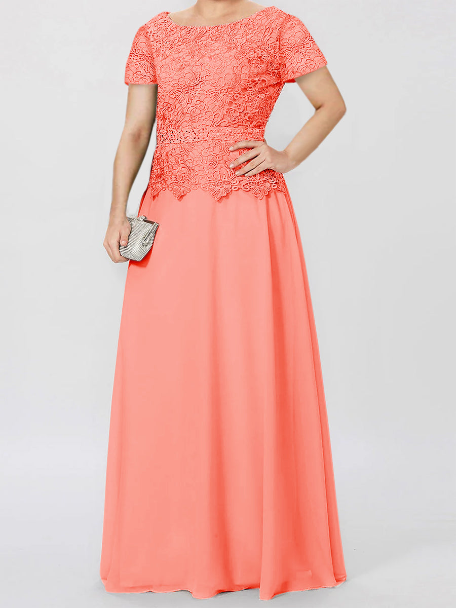 A-Line/Princess Short Sleeves Mother of the Bride Dresses with Applique & Sequins