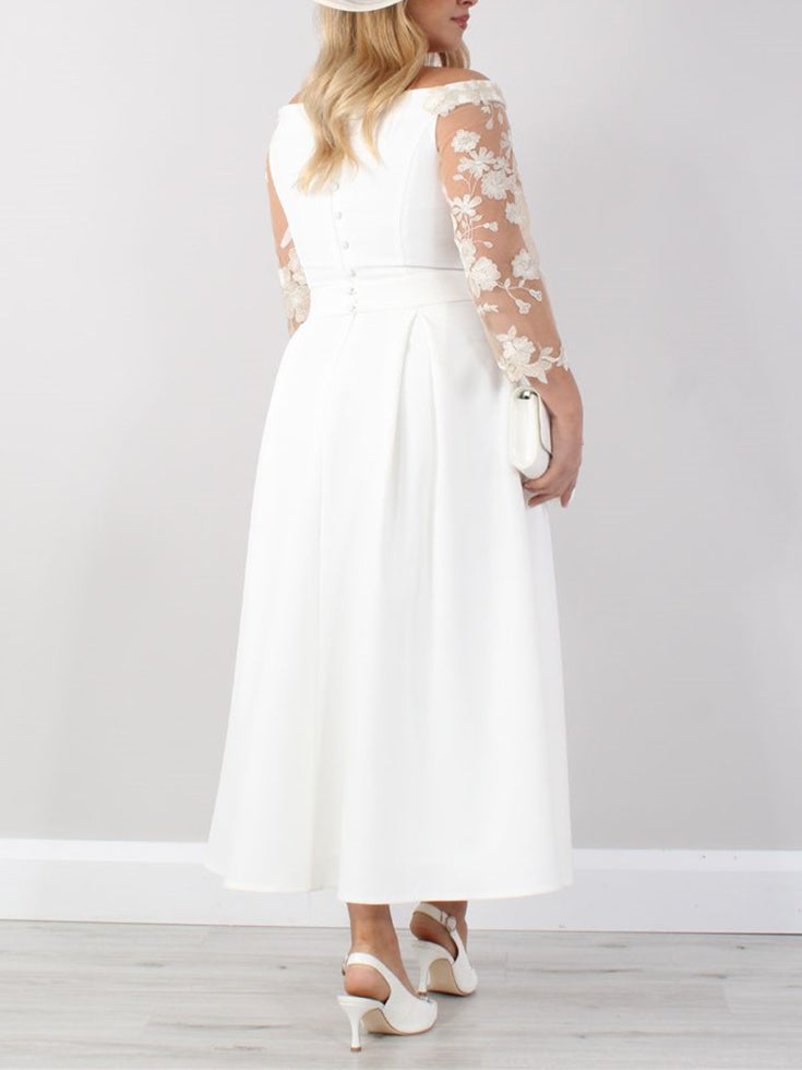 A-Line/Princess Ankle-Length Mother of the Bride Dresses with Lace Sleeves