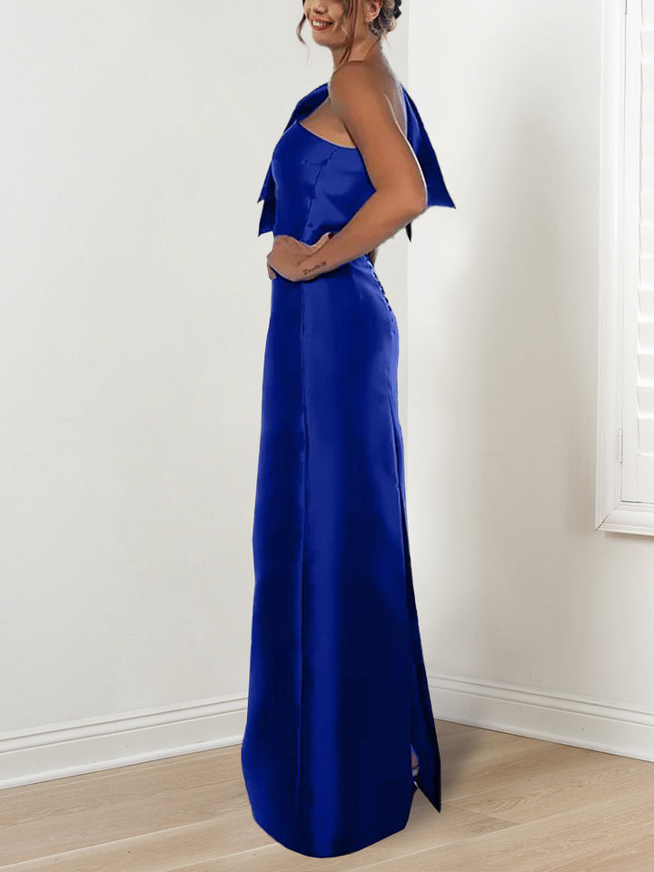 Sheath/Column Floor-Length One Shoulder Mother of the Bride Dresses