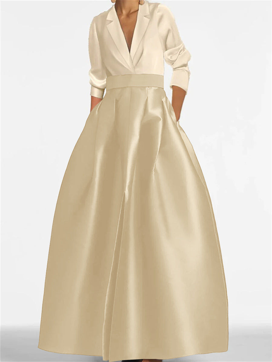 A-Line/Princess V-Neck Long Sleeves Mother Of The Bride Dresses With Pockets