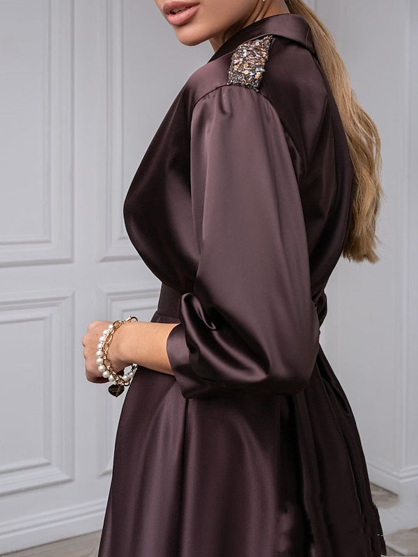A-Line/Princess V-Neck 3/4 Sleeves Mother Of The Bride Dresses With Beading