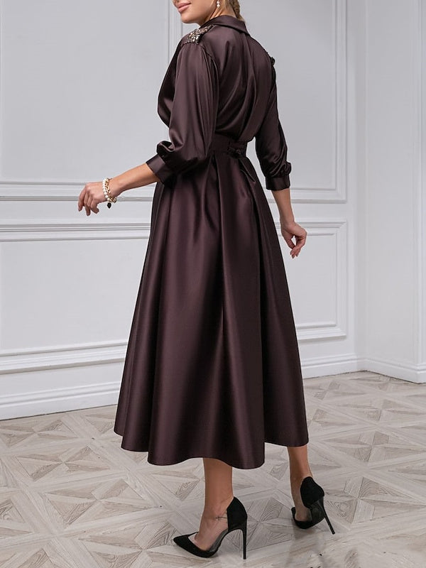 A-Line/Princess V-Neck 3/4 Sleeves Mother Of The Bride Dresses With Beading
