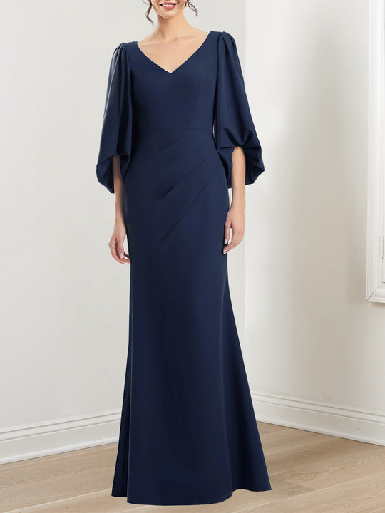 Trumpet/Mermaid V-Neck 3/4 Sleeves Mother Of The Bride Dresses with Beading