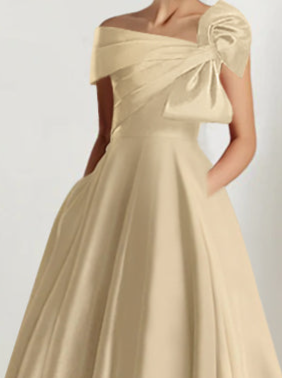 A-Line/Princess Off-the-Shoulder Ankle-Length Mother of the Bride Dresses with Bow(s)