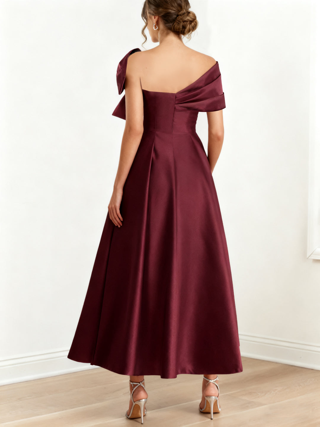 A-Line/Princess Off-the-Shoulder Sleeveless Ankle-Length Mother of the Bride Dresses with Bow(s)