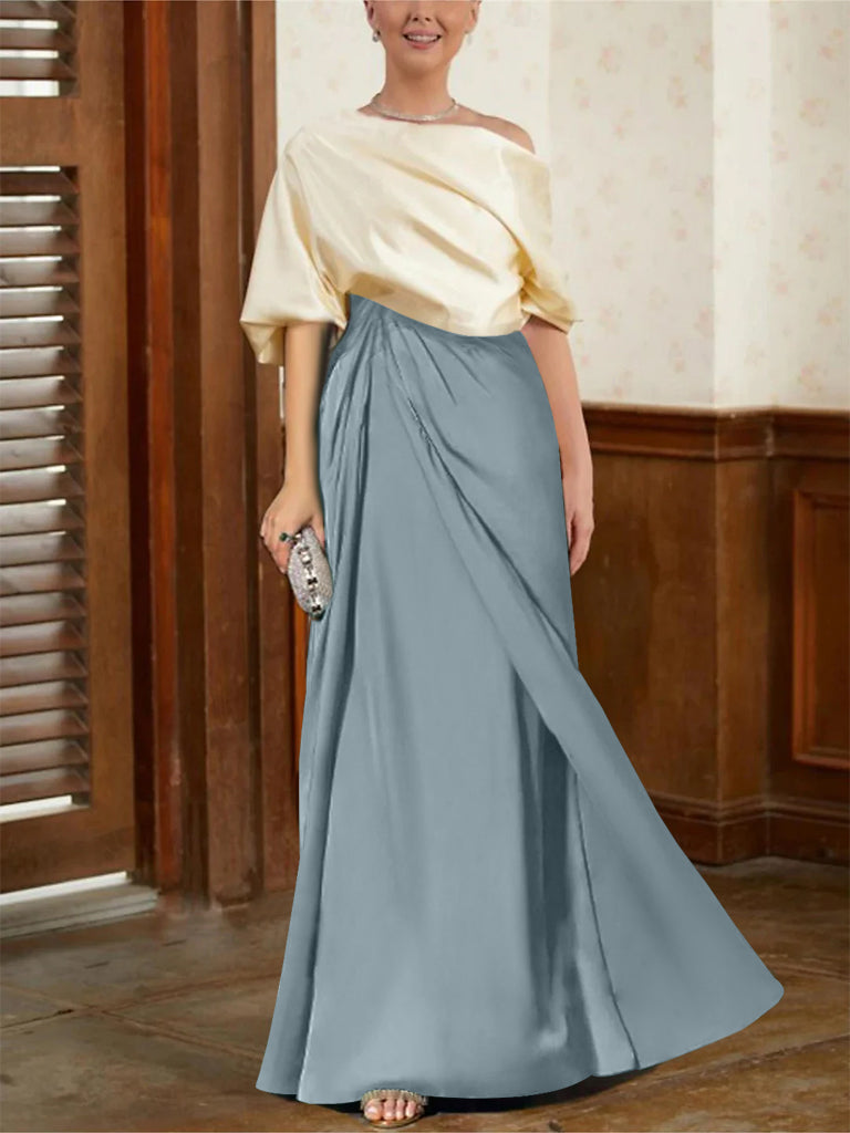 A-Line/Princess Half Sleeves Cowl Neck Mother of the Bride Dresses