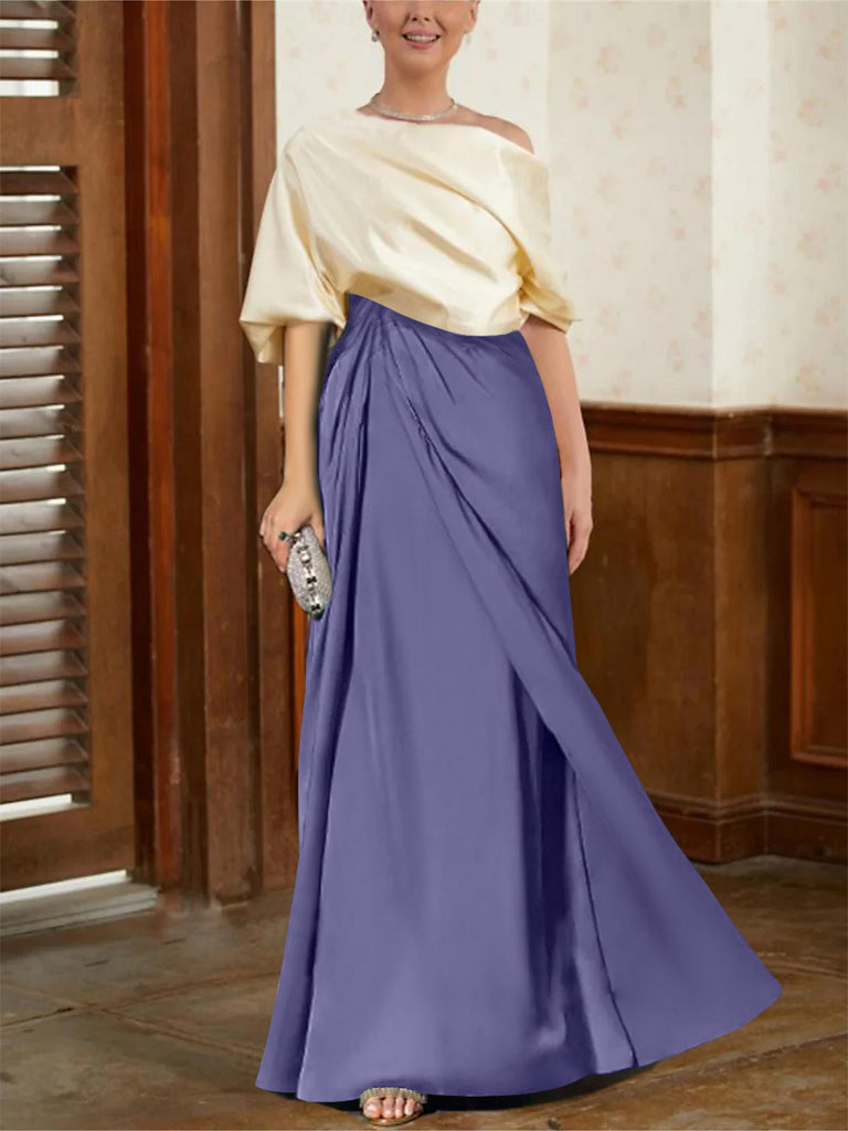 A-Line/Princess Half Sleeves Cowl Neck Mother of the Bride Dresses