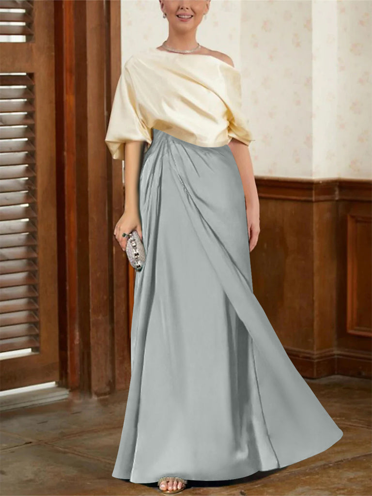 A-Line/Princess Half Sleeves Cowl Neck Mother of the Bride Dresses