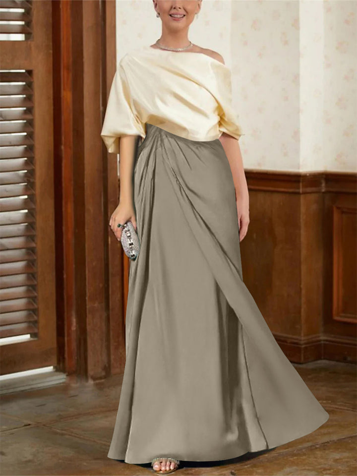 A-Line/Princess Half Sleeves Cowl Neck Mother of the Bride Dresses