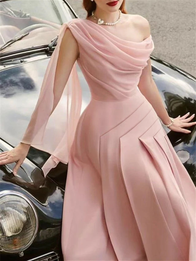 A-Line/Princess Sleeveless Tea-Length Wedding Guest Dresses - Mondressy A-Line/Princess Sleeveless Tea-Length Wedding Guest Dresses - Mondressy
