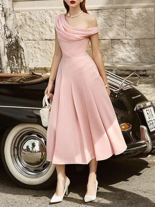 A-Line/Princess Sleeveless Tea-Length Wedding Guest Dresses Sky Blue A-Line/Princess Sleeveless Tea-Length Wedding Guest Dresses Sky Blue