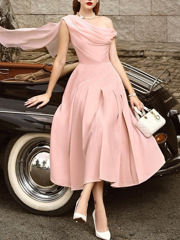 A-Line/Princess Sleeveless Tea-Length Wedding Guest Dresses