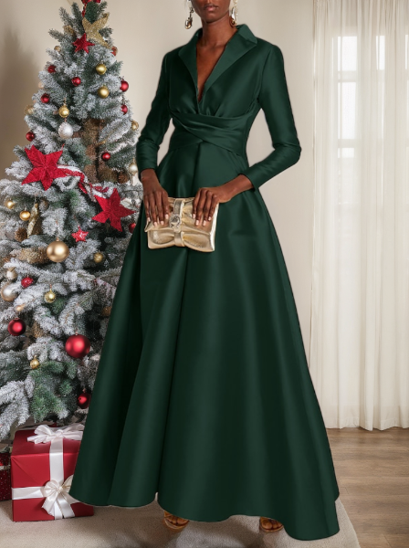 A-Line/Princess V-Neck Short Sleeves Floor-Length Evening Dresses with Appliques & Rhinestone main image 1