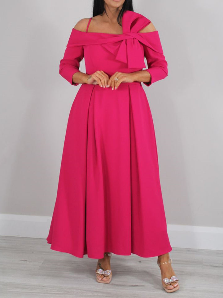 A-Line/Princess  3/4 Length Sleeves Off-the-Shoulder Ankle-Length Mother of the Bride Dresses with Bow(s)