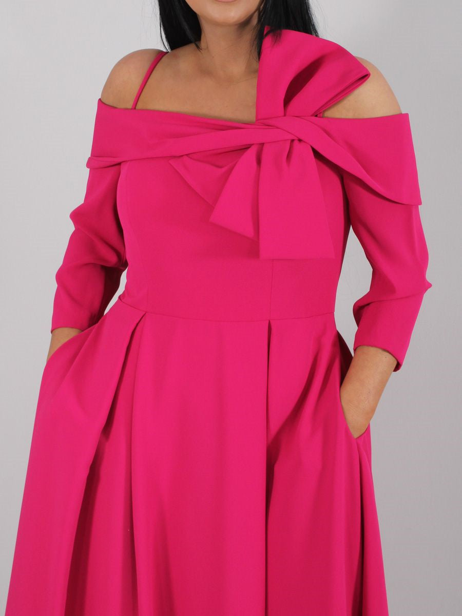 A-Line/Princess  3/4 Length Sleeves Off-the-Shoulder Ankle-Length Mother of the Bride Dresses with Bow(s)