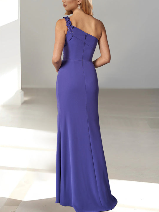 Sheath/Column Sleeveless One-Shoulder Ankle Length Wedding Guest Dresses
