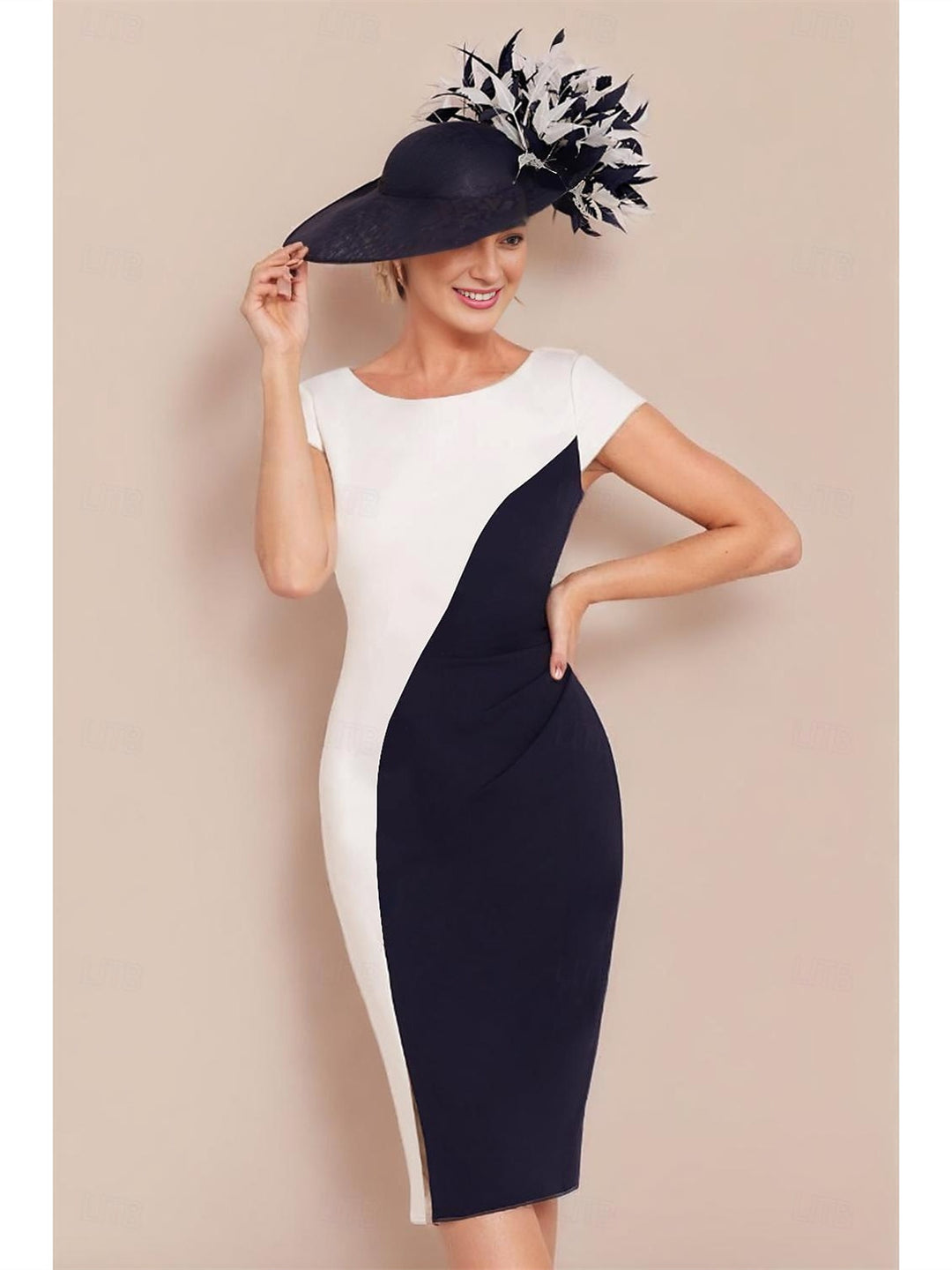 2 Piece Mother of the Bride Dress Women's Sheath/Column Knee-Length Jewel Neck Short Sleeve Formal Evening Gowns with Jacket 2 Piece Mother of the Bride Dress Women's Sheath/Column Knee-Length Jewel Neck Short Sleeve Formal Evening Gowns with Jacket