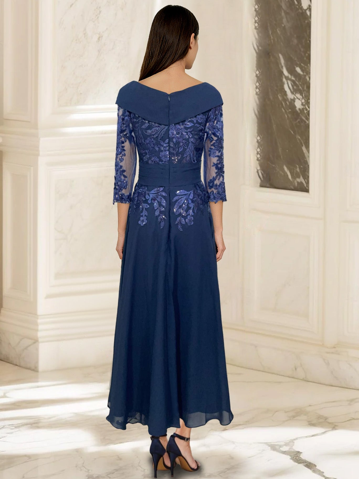 A-Line/Princess Sweetheart Half Sleeves Ankle-Length Mother of the