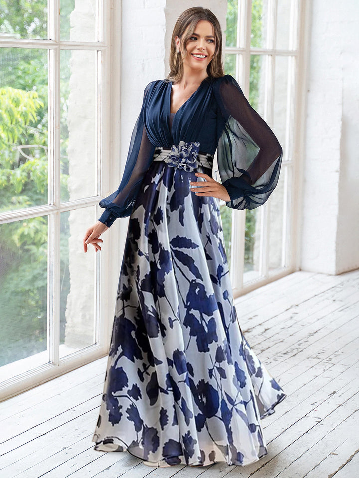 dark blue floral dress Adrianna Papell Women's Off-The-Shoulder Gown May be worn with any standard bra Blue Floral Day Dress by